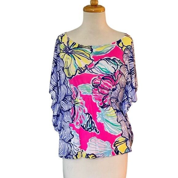 Lilly Pulitzer Kaliko Caftan Short Sleeve Top - Picture 1 of 6